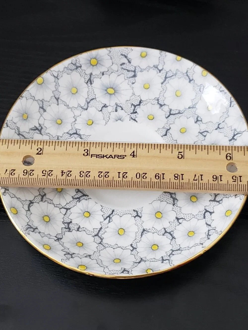 China England Yellow & Grey Floral Saucer Grafton